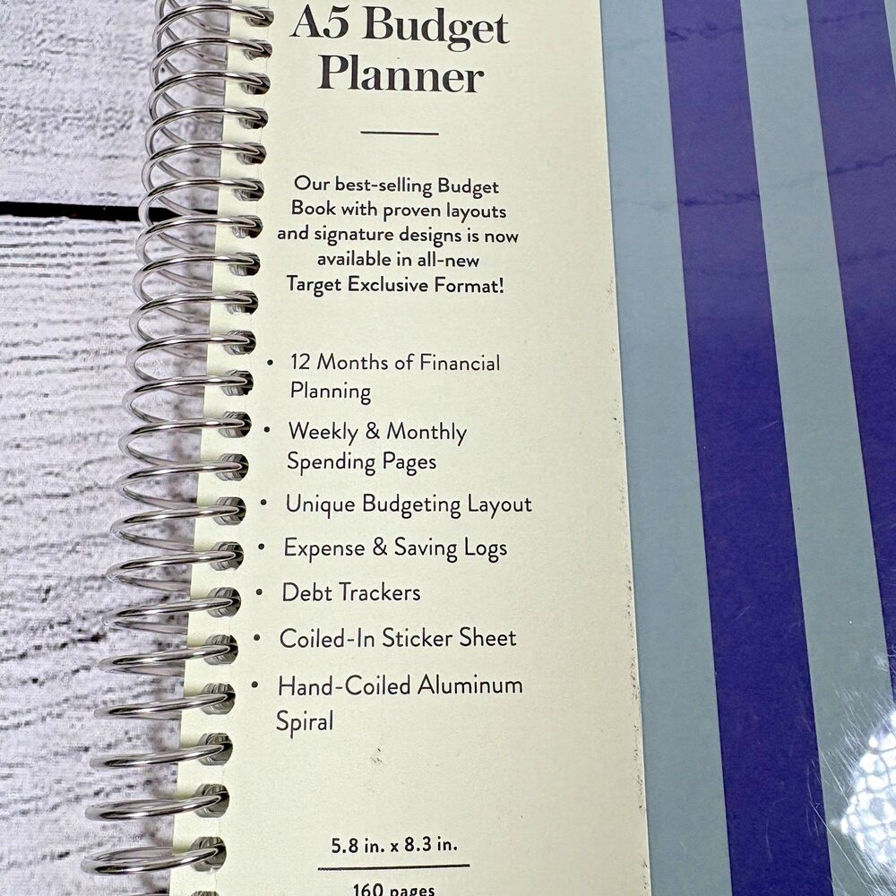 Erin Condren A5 UNDATED BUDGET PLANNER 8.3" x 5.8" Classic Stripes 160 pages NEW - Picture 2 of 5